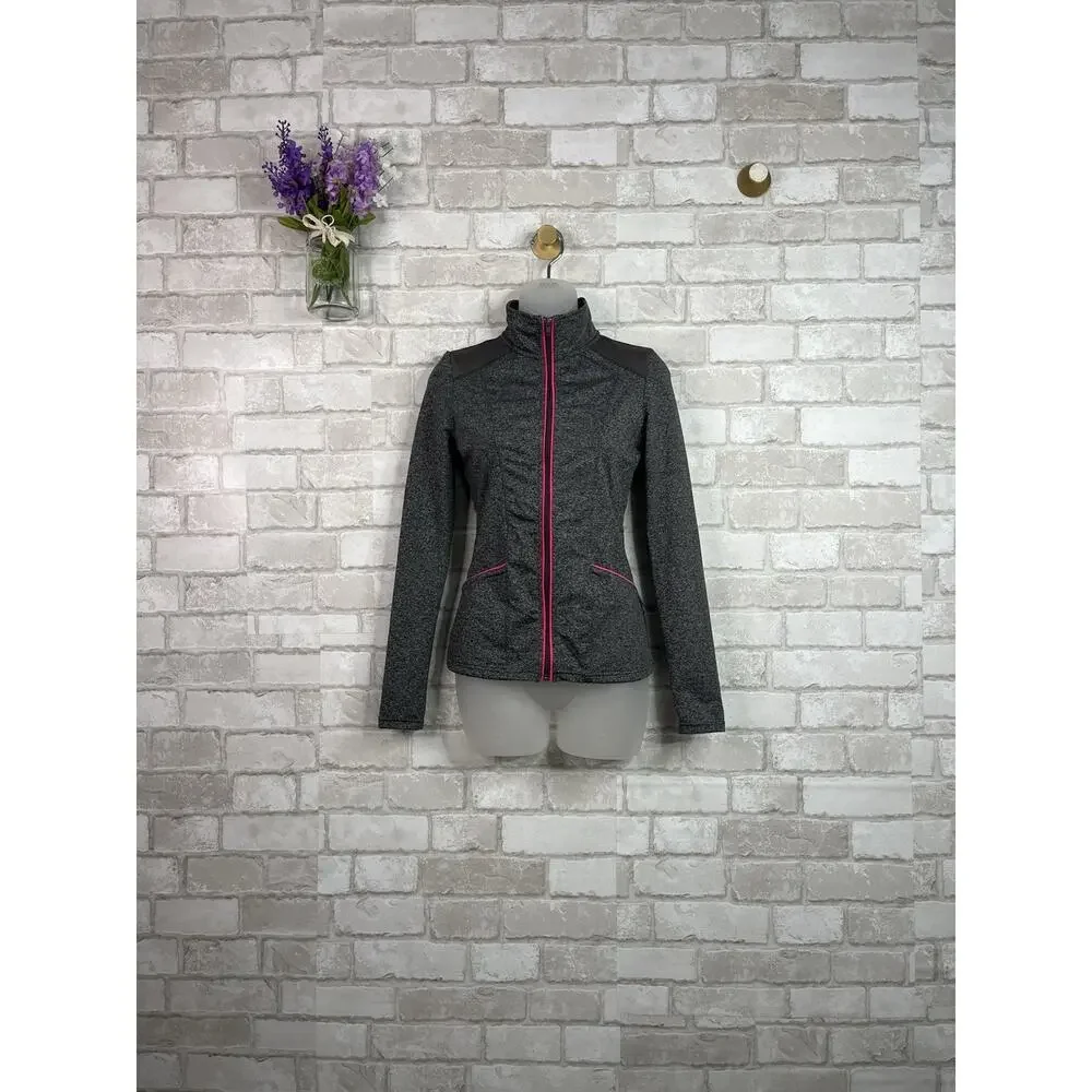 Energie Gray Athletic Full Zip Jacket Pink Zipper